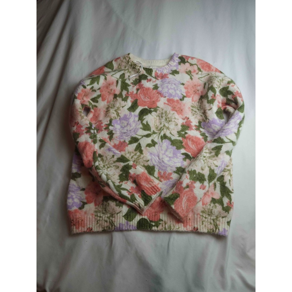 Joie Sweater Womens Large Wool Mohair Floral Boho Pastel Cottagecore Whimsical